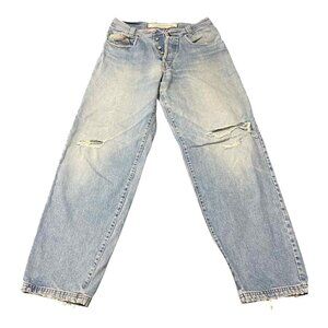 Diesel Saddle Jeans Mens 34x34 Blue Distressed Denim Straight Leg Button Fly 90s